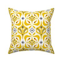 Eastlyn - Ikat Geometric White Yellow Large Scale