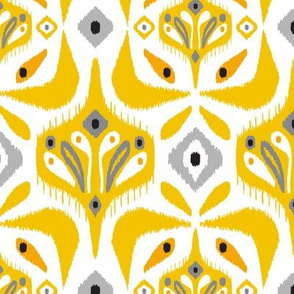 Eastlyn - Ikat Geometric White Yellow Large Scale