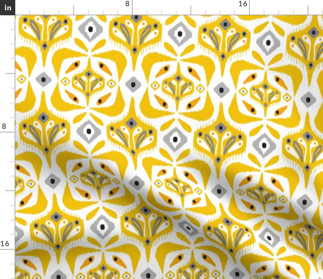 Eastlyn - Ikat Geometric White Yellow Large Scale