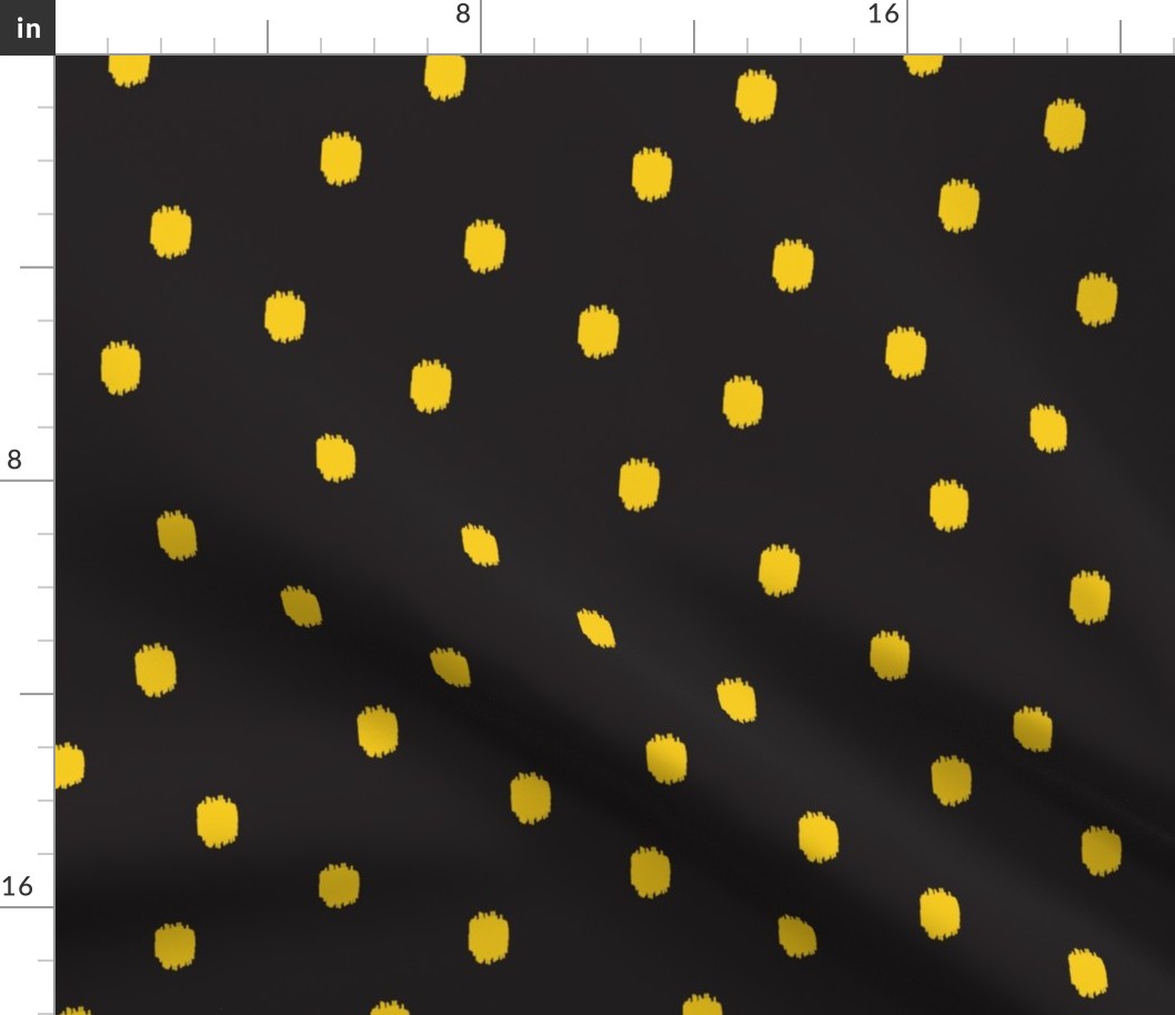 Golden Tigris Black & Yellow Ikat Poka Dot Large Scale
