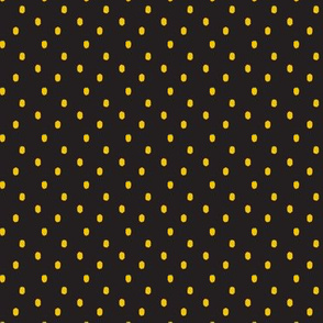 Golden Tigris Black & Yellow Ikat Poka Dot Small Scale