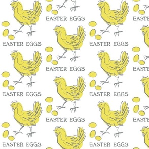 Easter Eggs, Retro Chicken and Ink