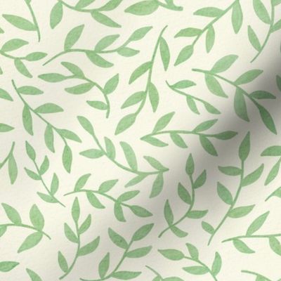 watercolor leaves - green and cream