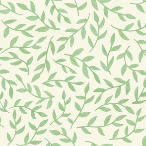 watercolor leaves - green and cream