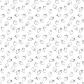 Small Tossed Strawberry Pattern in Black and White