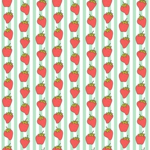Strawberries on Mint Green Stripes
