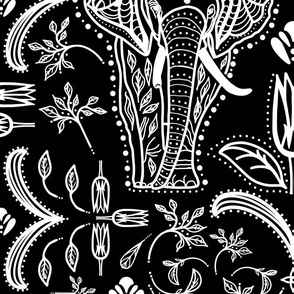 Damask Elephants and Proteas (Large Scale)