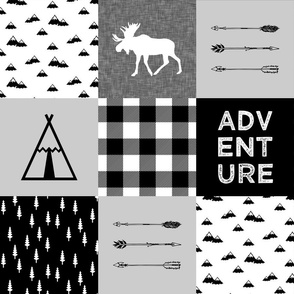 moose adventure wholecloth quilt top (6" squares) V2 C21