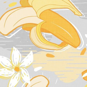 Happy Bananas - Yellow and Gray / Large