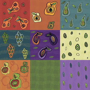 Delicious fruits patchwork pattern