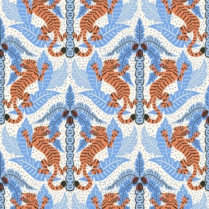 Tiger Damask/light blue orange /large