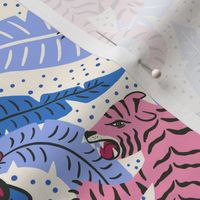 Tiger Damask/light blue pink/large