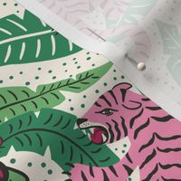 Tiger Damask/green pink light version/large