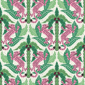 Tiger Damask/green pink light version/large