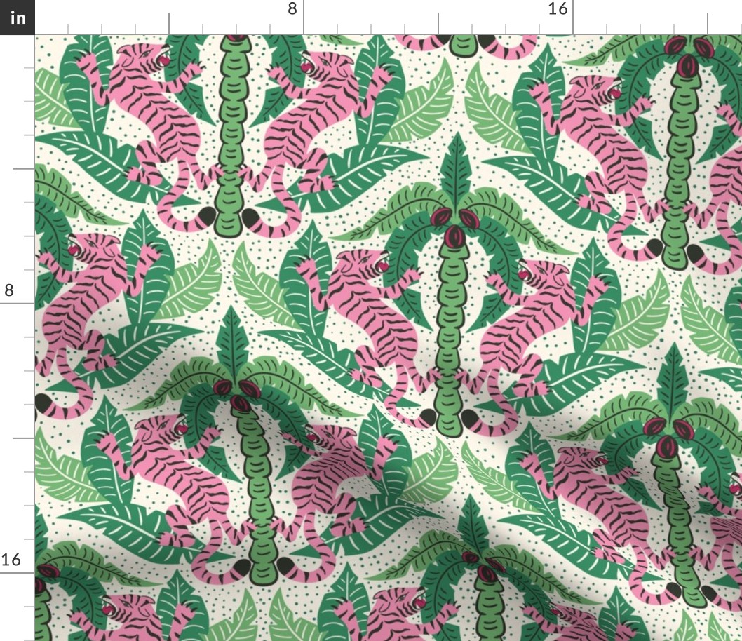 Tiger Damask/green pink light version/large