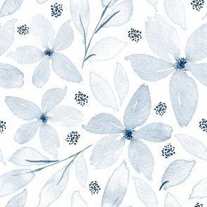 Ink Floral Pattern | light blue