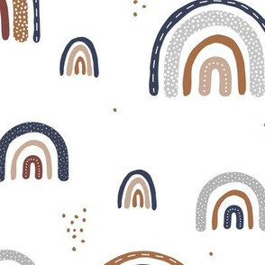  The Spotted Rainbow vintage magic sky navy blue rust neutral winter palette on white LARGE wallpaper
