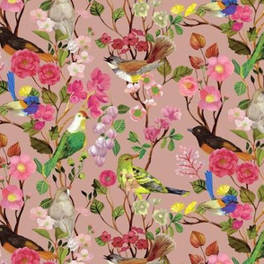 Birds and Blooms Chinoiserie {Rose} small scale