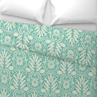 Hawaiian Damask | Large Scale | Tropical Aqua Pineapple