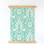 Hawaiian Damask | Large Scale | Tropical Aqua Pineapple