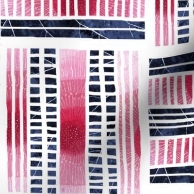 CHECKS squares rectangles indigo and coral coordinate for blooming marvelous