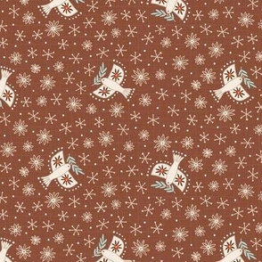 s - birds on brown - Nr.5. Coordinate for Peaceful Forest - 10.5"x5.25" as fabric / 6"x 3" as wallpaper 