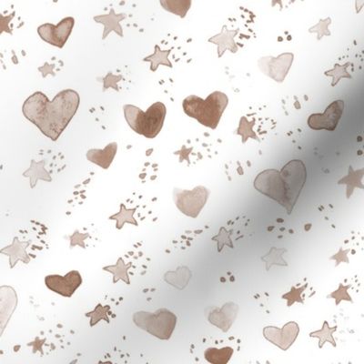 earthy boho watercolor sweet stars and hearst for nice modern nursery kids baby - painted lovely pattern a077 