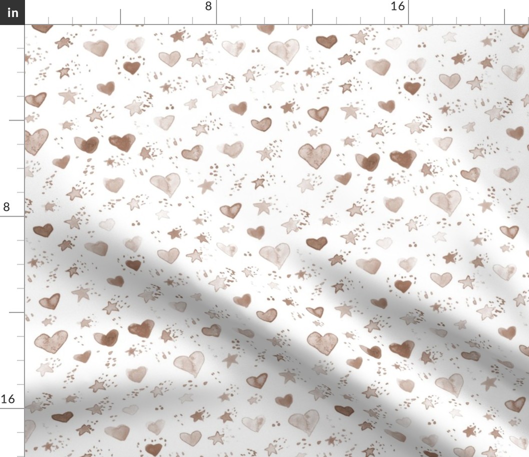 earthy boho watercolor sweet stars and hearst for nice modern nursery kids baby - painted lovely pattern a077 