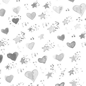 Platinum watercolor sweet stars and hearst for nice modern nursery kids baby - painted grey lovely pattern a077 -9