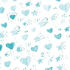 Emerald watercolor sweet stars and hearst for nice modern nursery kids baby - painted lovely pattern a077 -10