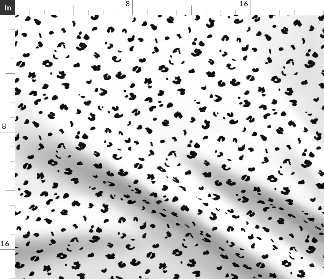 The messy animal print Dalmatian dots and leopard panther spots wild life boho trend nursery monochrome black and white
