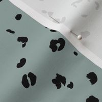 The messy animal print Dalmatian dots and leopard panther spots wild life boho trend nursery sage eucalyptus black