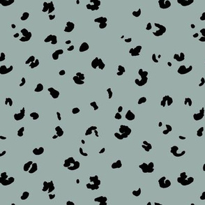 The messy animal print Dalmatian dots and leopard panther spots wild life boho trend nursery sage eucalyptus black