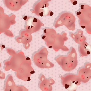 Playful pink pigs on pink background kids design