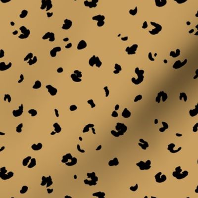 The messy animal print Dalmatian dots and leopard panther spots wild life boho trend nursery mustard ochre yellow black