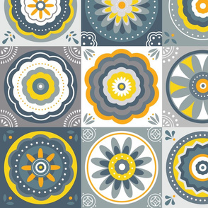 Tiles in yellow and grey