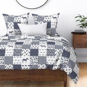 safari quilt custom navy zebra grid  fabric