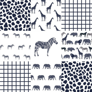 safari quilt custom navy zebra  fabric