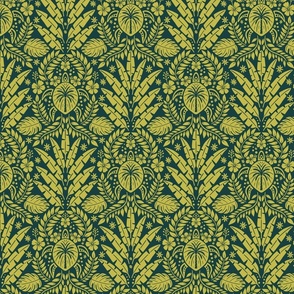 Hawaiian Damask | Regular Scale | Tropical Green Pineapple