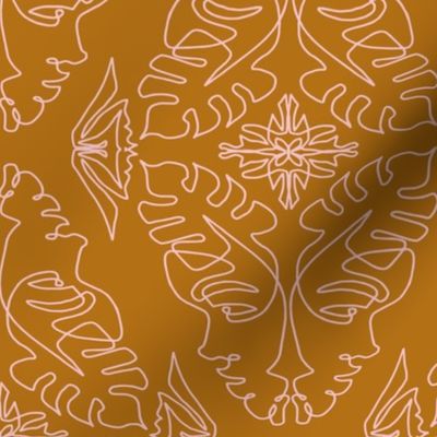 One Line Lady Damask Golden