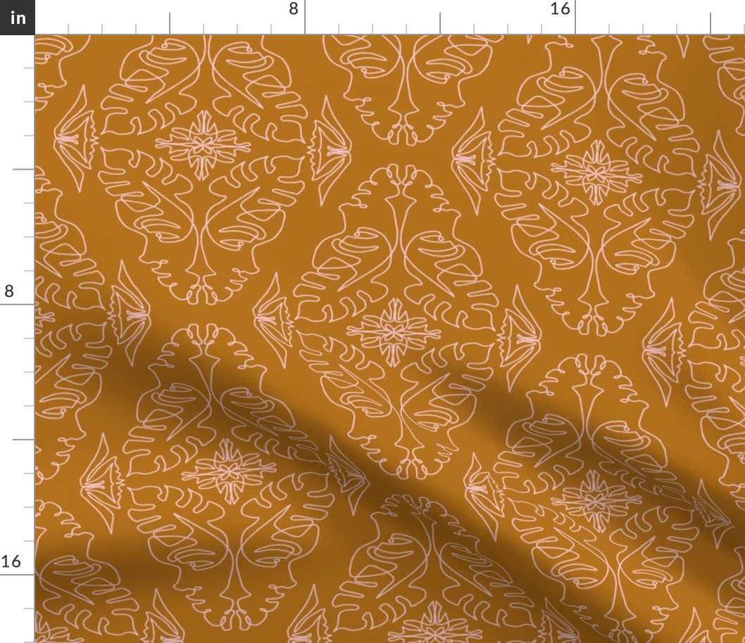 One Line Lady Damask Golden