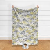 Sunflower Field Yellow and Gray Extra Large- Spring Floral- Summer Sunflowers-Large Scale- Home Decor
