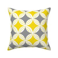 Minimalist Midcentury Modern Geometric Medallions in Grey and Yellow - Medium