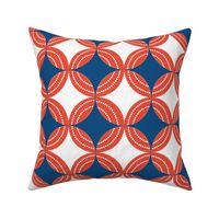 Minimalist Midcentury Modern Geometric Medallions in Red, White and Blue - Medium