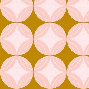 Midcentury Modern Geometric Medallions in Blush Pink and Gold - Small