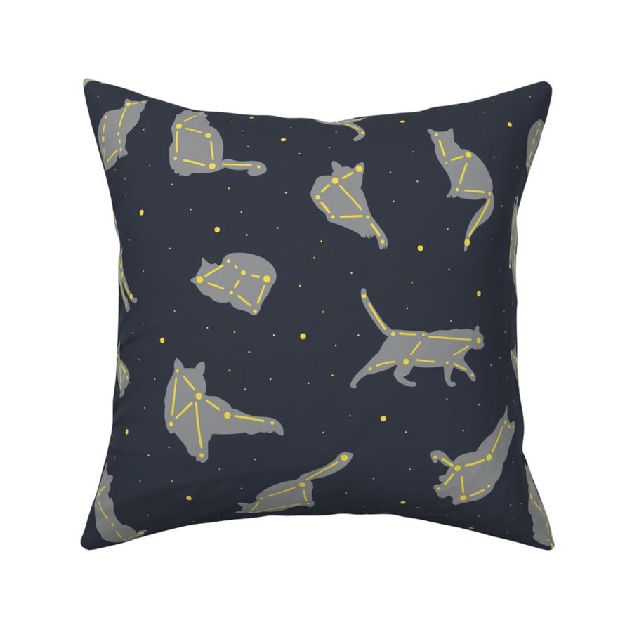 Cat Constellations in Yellow and Gray