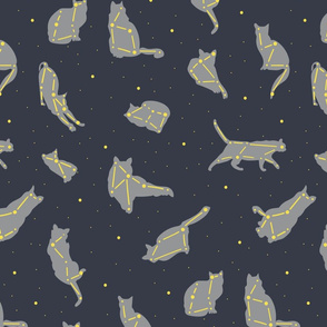 Cat Constellations in Yellow and Gray