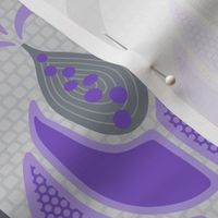 Big Purple (Violet) Mod flowers with Patterning - Reimagined Damask