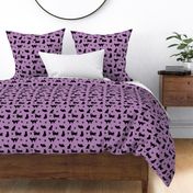 Purple and Black Cats and Paw Prints