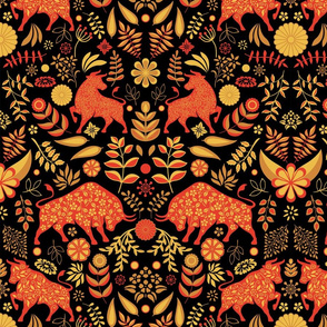  Year of the Ox - black and orange - large
